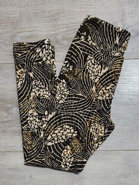 LuLaRoe Kids Black & Cream Patterned Leggings